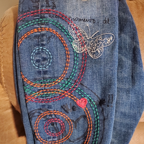 Desigual The Love Boyfriend Fit Embroidered Jeans - Picture 2 of 6